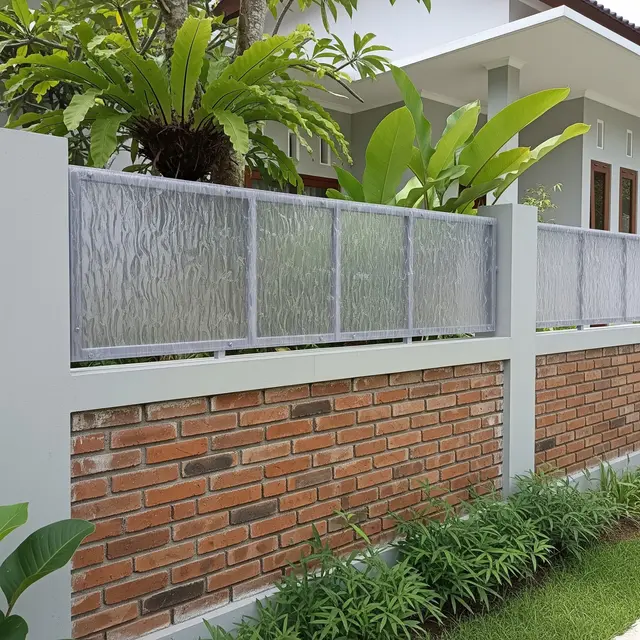 Model Pagar Bata atau Beton Setengah Badan Kombinasi Polikarbonat