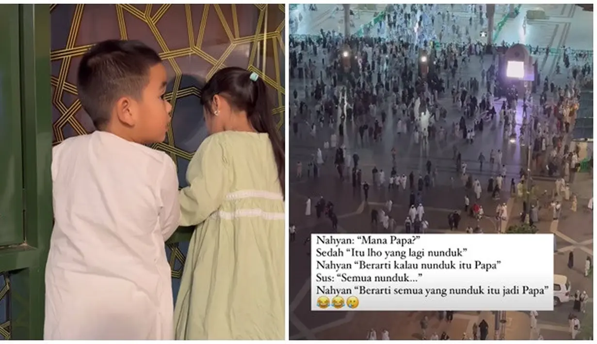 Tak hanya berdua, rupanya keluarga Bobby Nasution dan Kahiyang Ayu juga turut serta jalani umrah. Pasalnya Erina bagikan momen lucu bareng Sedah Mirah dan Nahyan, dua keponakannya yang menggemaskan. Tak hanya sekadar bagikan momen selama di Tanah Suci, Erina Gudono juga sertakan tulisan, doa, dan harapan dalam setiap unggahan story Instagramnya. (Liputan6.com/IG/@erinagudono)