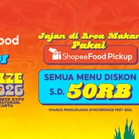 ShopeeFood hadir di Synchronize Fest 2026 yang berlangsung pada 16,17, dan 18 Oktober di Gambir Expo Kemayoran Jakarta. (Istimewa)