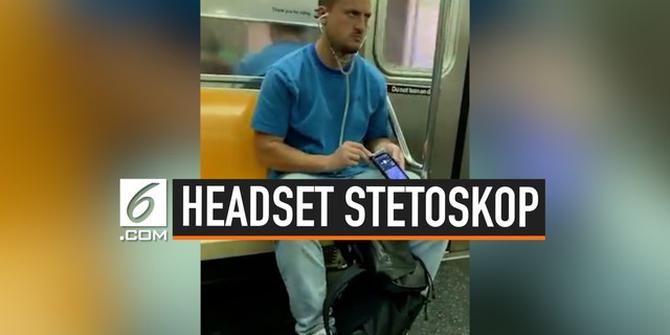 VIDEO: Kocak, Pria Ini Dengarkan Musik Pakai Stetoskop
