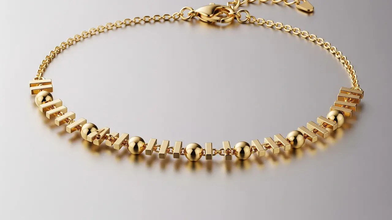 Gelang Emas dengan Detail Geometris Keci