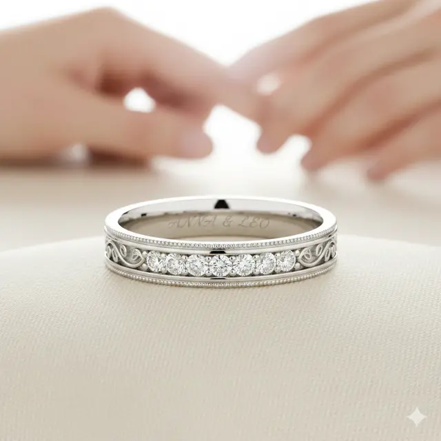 Model cincin nikah ukir nama (Foto: Gemini AI)