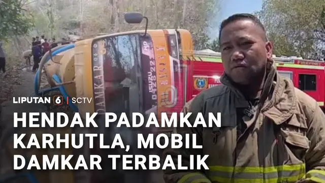 Kendaraan Damkar Terbalik saat Menuju Lokasi Karhutla di Polewali Mandar