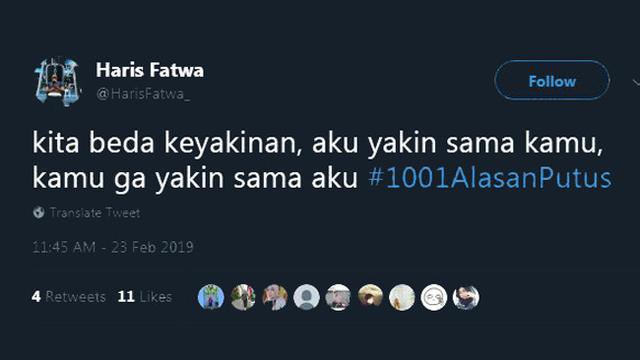 Deretan Alasan Kocak Putus Cinta, Lucu tapi Bikin Kesal