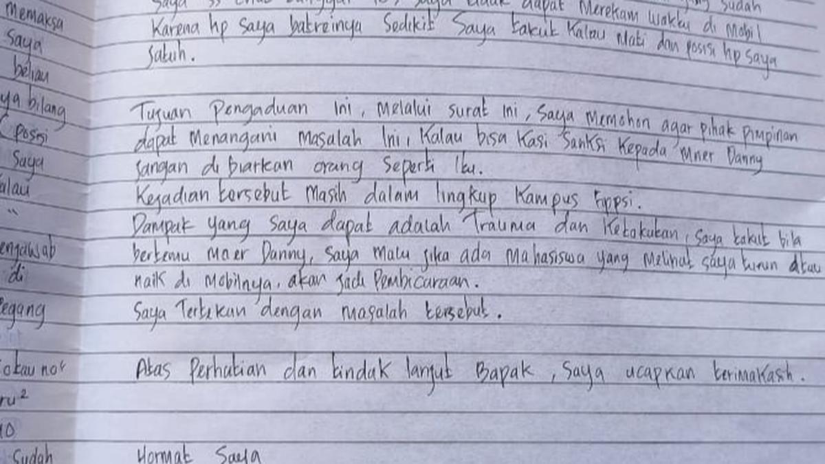 Mahasiswi Manado Tewas Gantung Diri, Ini Isi Lengkap Suratnya Ungkap Trauma Usai Dilecehkan Dosen