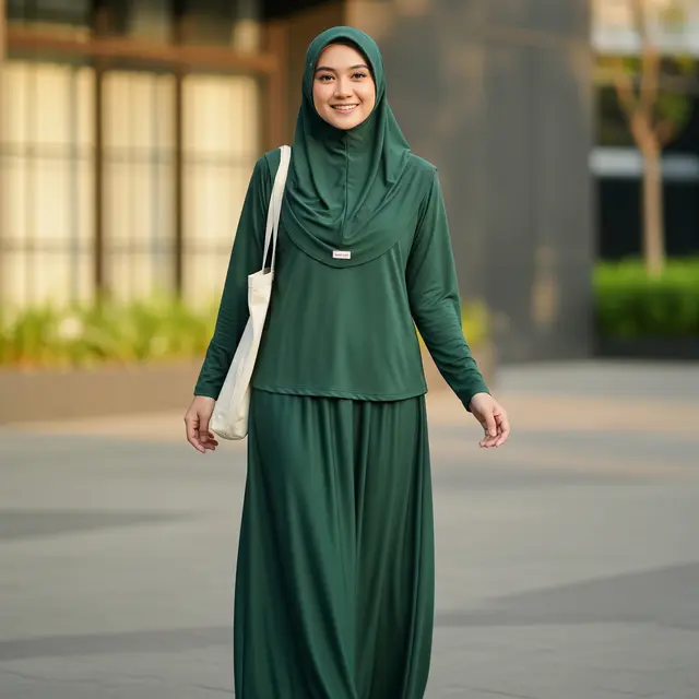 Model Gamis yang Tetap “Rapi & Adem” untuk Komuter Motor Setiap Hari (Image by Gemini AI)