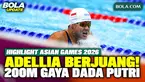Highlight perjuangan Adellia di nomor 200m gaya dada putri Asian Games Aichi-Nagoya 2026. Adellia tampil pada heat 2/2 dan finis di posisi keenam dengan catatan waktu 2 menit 33,34 detik.