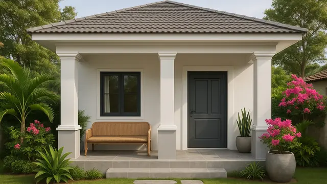 8 Gambar Rumah Minimalis di Desa dengan Teras dan Taman Mini yang Sejuk, Cantik dan Bikin Betah