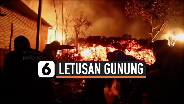 MENCEKAM, LAVA LETUSAN GUNUNG NYIRAGONGO DI KONGO TUMPAH KE JALAN
