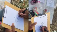 Dibuat Secara Manual, Pria Ini Jual Hasil Gambarnya ke Anak SD Cuma Seribu Rupiah