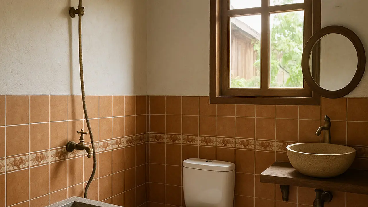 Model Kamar Mandi Minimalis dengan Bak Mandi Teraso