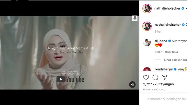 Nathalie Holsche merilis lagu Dengan Menyebut Nama Allah yang dipopulerkan oleh Novia Kalopaking di tahun 2013.