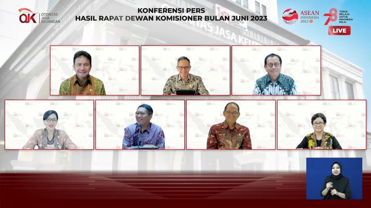 Konferensi pers hasil rapat Dewan Komisioner Juni 2023, Selasa (4/7/2023). (Foto: OJK)
