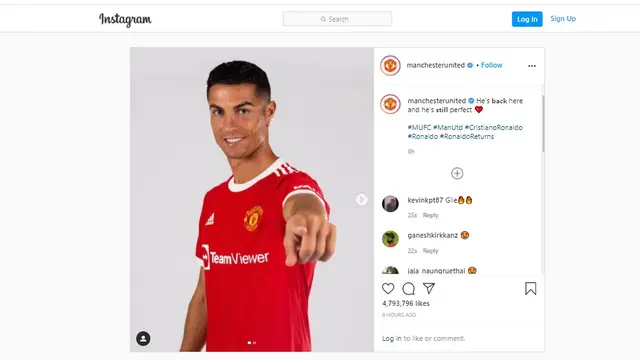Pemain Manchester United atau MU, Cristiano Ronaldo