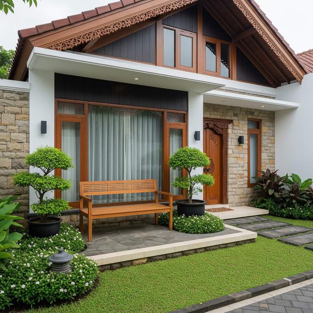 Model Rumah Sederhana Tapi Mewah dengan Taman Depan Kecil