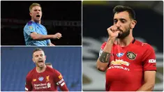 Performa Bruno Fernandes bersama Manchester United di Premier League memang tidak diragukan lagi, pemain asal Portugal ini mampu membawa perubahan bagi lini tengah Manchester United. Berikut Bruno Fernandes dan 5 gelandang tangguh di Premier League. (kolase foto AFP)