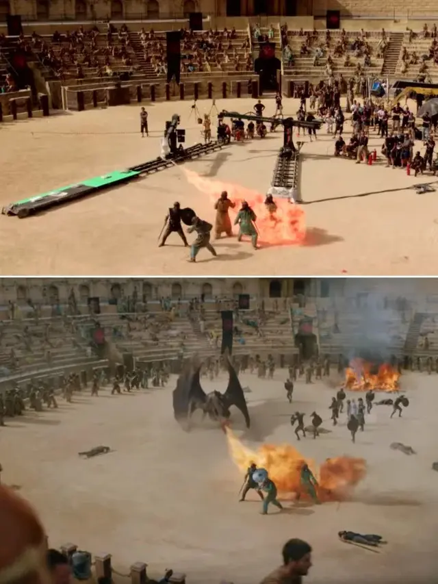 Proses syuting Game of Thrones memanfaatkan teknik chroma key atau green screen.