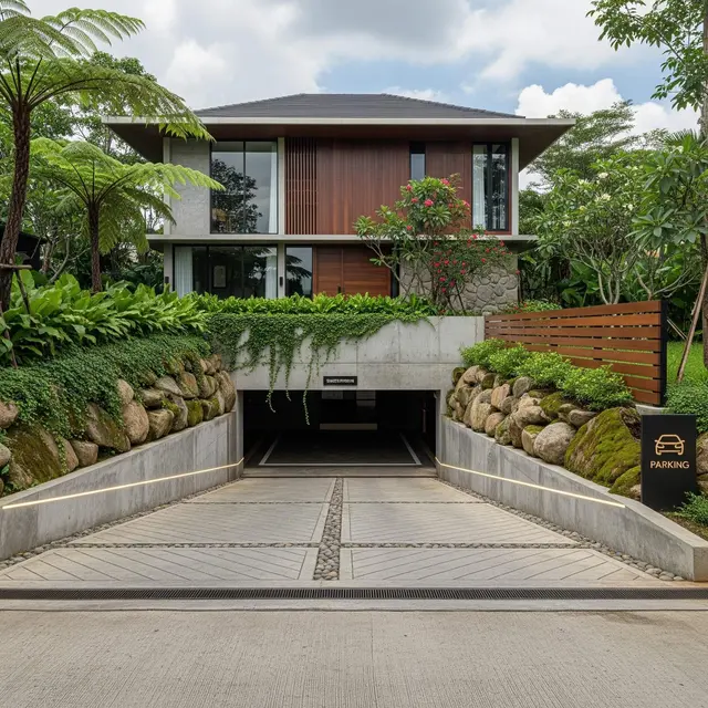 Desain Rumah dengan Basement Sederhana untuk Parkiran