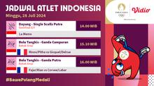 Jadwal Siaran Langsung Tim Indonesia Olimpiade paris 2024 di Vidio, 29 Juli 2024. (Sumber: dok. vidio.com)