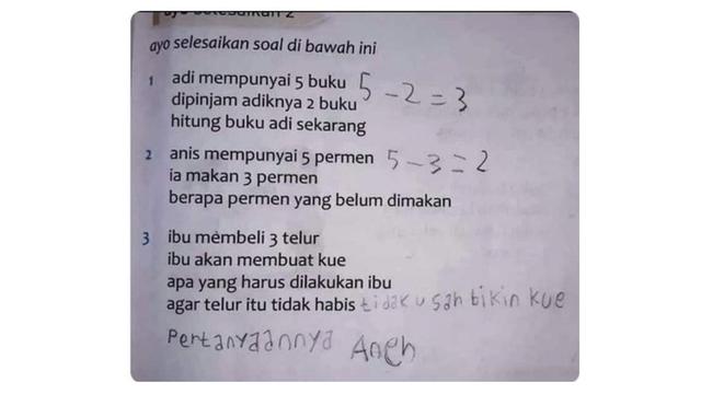 6 Jawaban Murid SD di Soal Ujian Matematika Ini Pakai Kata-Kata, Kocak