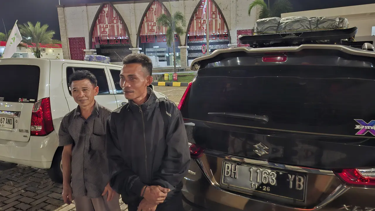 Aceng Jainuri, pemudik asal Bayung Lincir, Kabupaten Musi Banyuasin, Sumatera Selatan. Foto : (Liputan6.com/Ardi).