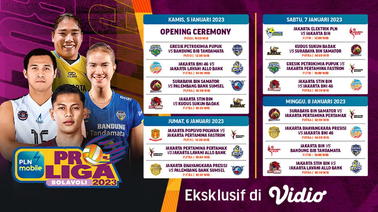 EKSLUSIF di Vidio, Link Live Streaming Proliga 2023 Pekan Pertama 5 sampai 8 Januari 2023