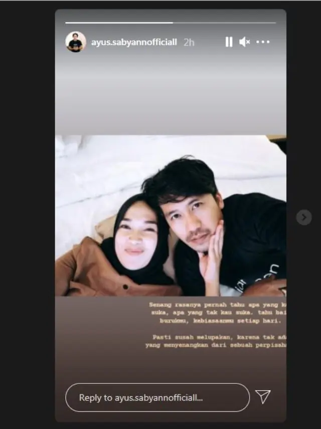 Digugat cerai istri Ayus Sabyan tulis isi hatinya di Instagram