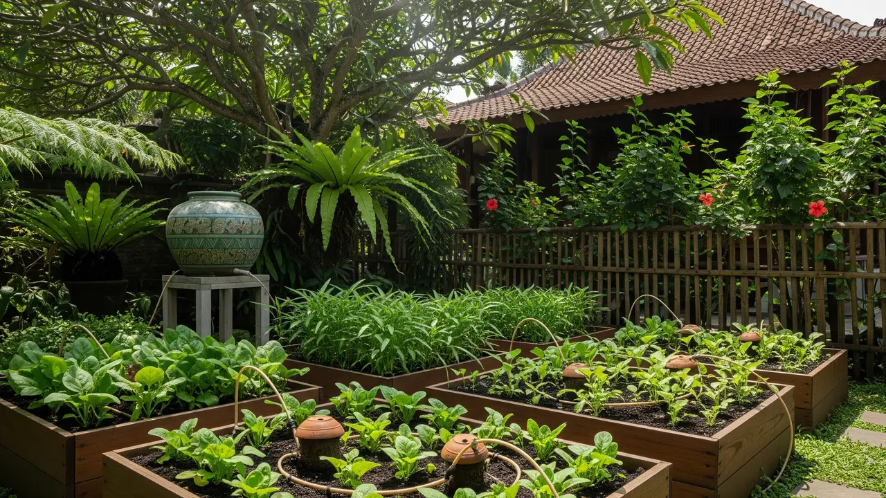 Kebun Mini Sayuran Daun dengan Pengairan Otomatis Tanpa Listrik