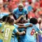 Para pemain RD Kongo merayakan gol Yoane Wissa pada laga Grup K Piala Dunia 2026 antara Portugal vs RD Kongo di Houston, Rabu, 17 Juni 2026. (Dok. FIFA)