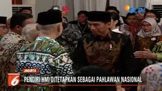 Presiden Jokowi berikan gelar pahlawan nasional untuk Lafran Pane, pendiri Himpunan Mahasiswa Indonesia.