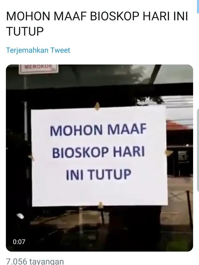 Unggahan bioskop Gajah Mada, Tegal. (Foto: Twitter @GajahMadaCinema)