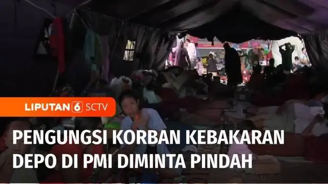 Pengungsi korban kebakaran Depo Pertamina Plumpang yang masih bertahan di halaman Kantor Palang Merah Indonesia Jakarta Utara, diminta untuk segera pindah paling lambat hari Kamis besok.