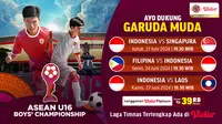 Jadwal Pertandingan fase grup Indonesia di ASEAN U16 Boys Championship 2024. (Sumber: Dok. Vidio.com)