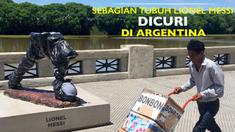 Video mengenai patung Lionel Messi yang berada di kota Buenos Aires dipotong dan dicuri sebagian tubuhnya pada Selasa(10/1/2017).