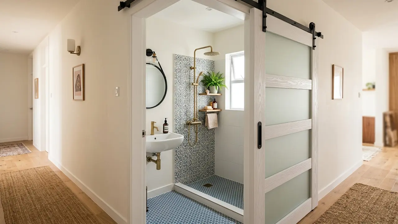 Pintu PVC Sliding atau Geser Kamar Mandi (AI Generated)