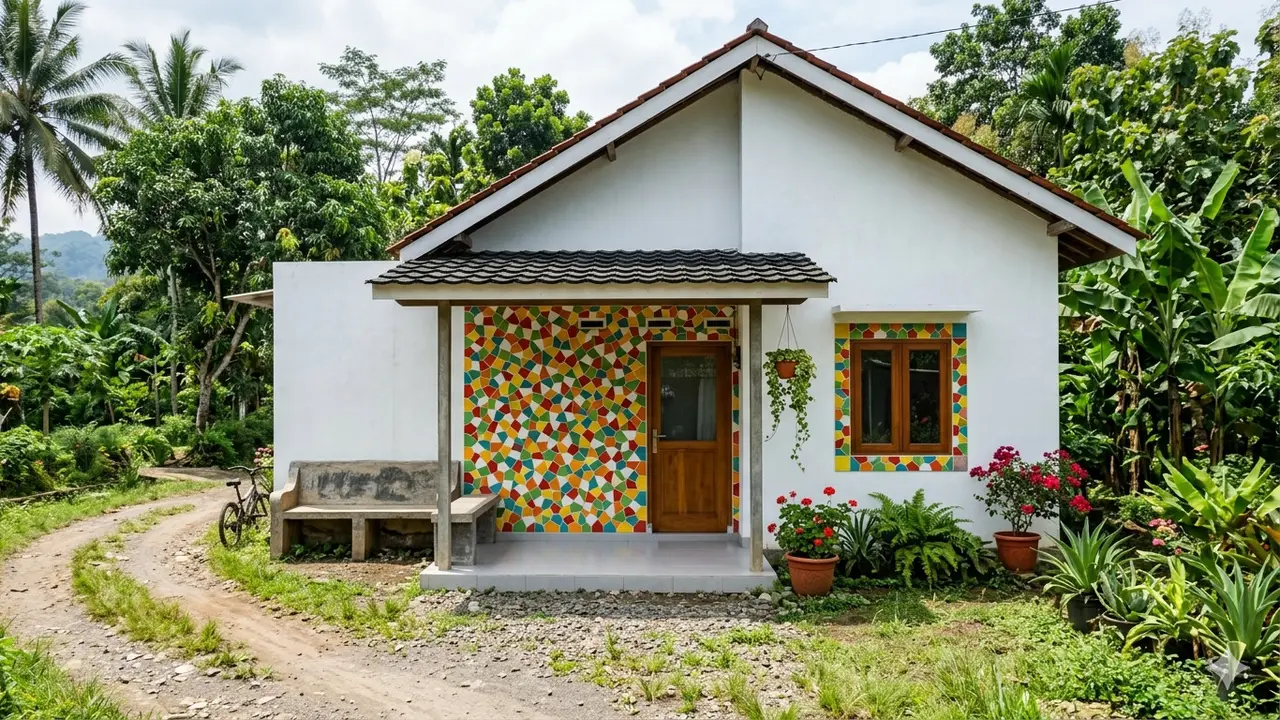 Inspirasi Gambar Rumah Minimalis Dinding Keramik di Desa.