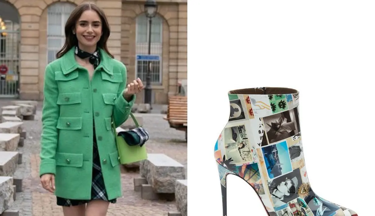 Di sini, Emily mengenakan blazer terstruktur panjang berwarna hijau dari Chanel dan syal di lehernya. Ia juga mengenakan bucket hat untuk tampilan yang klasik dan trendi secara bersamaan. Foto: Instagram.
