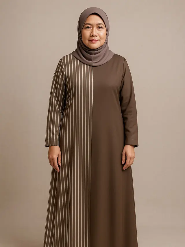 Gamis Motif Garis-garis Kekinian untuk Usia 40-50 Tahun (Foto: ChatGPT)