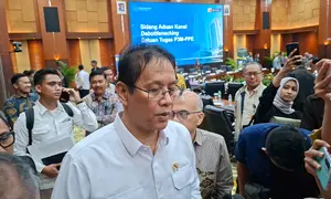 Menteri Keuangan (Menkeu) Purbaya Yudhi Sadewa saat ditemui di Kementerian Keuangan, Jakarta, Kamis (23/7/2026).
