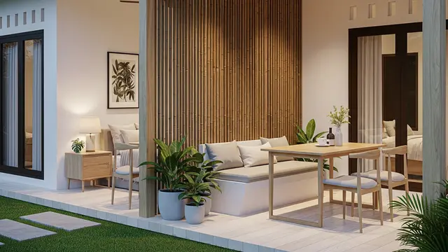 Model Teras Rumah Kampung Ala Villa (Image by Gemini AI)
