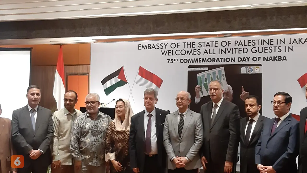 Duta Besar Palestina untuk RI Zuhair Al-Shun di acara peringatan Hari Nakba di Jakarta, Jumat (20/5/2023).