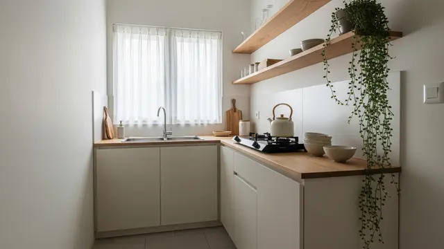 Dapur Kecil Japandi di Sudut Ruangan