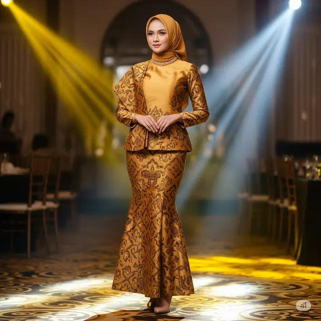 Gamis Batik Duyung Satin Gold