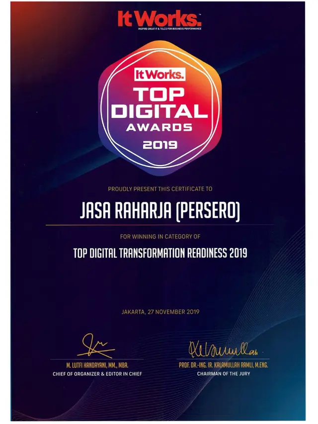 Jasa Raharja Raih Dua Penghargaan di Ajang Top Digital Award 2019