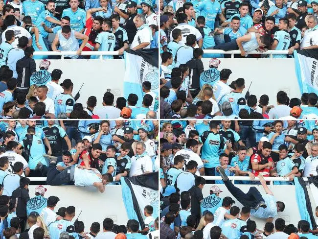 Detik-Detik Fans Sepak Bola Dilempar dari Stadion dan Tewas (AFP)