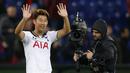 Pemain Tottenham, Heung-min Son mencetak satu-satunya gol kemenangan pada laga melawan CSKA Moskow grup E di CSKA Stadium, Moskow, Rabu (28/9/2016).  (Reuters/Maxim Zmeyev)
