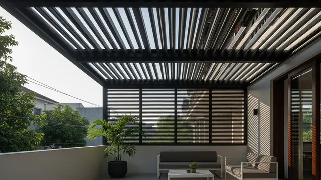 Teras Atap Rendah Model Louver atau Kisi-Kisi