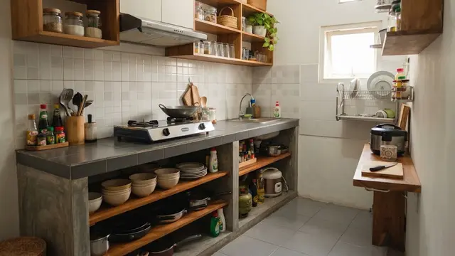 9 Inspirasi Meja Dapur Permanen untuk Ruang Memasak yang Sempit, Manfaatkan Setiap Sudut