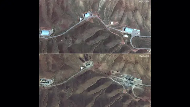 Pemandangan Lokasi Fasilitas Penyimpanan Rudal Iran Sebelum dan Sesudah Diserang Israel
