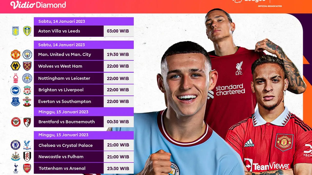 Jadwal dan Live Streaming Liga Inggris 2022/2023 Matchweek 20 di Vidio, 14-15 Januari 2023